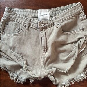 One Teaspoon Women's Beige Frayed Shorts